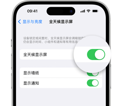 启东苹果15预约维修分享iPhone15如何设置全天候显示屏幕可见 